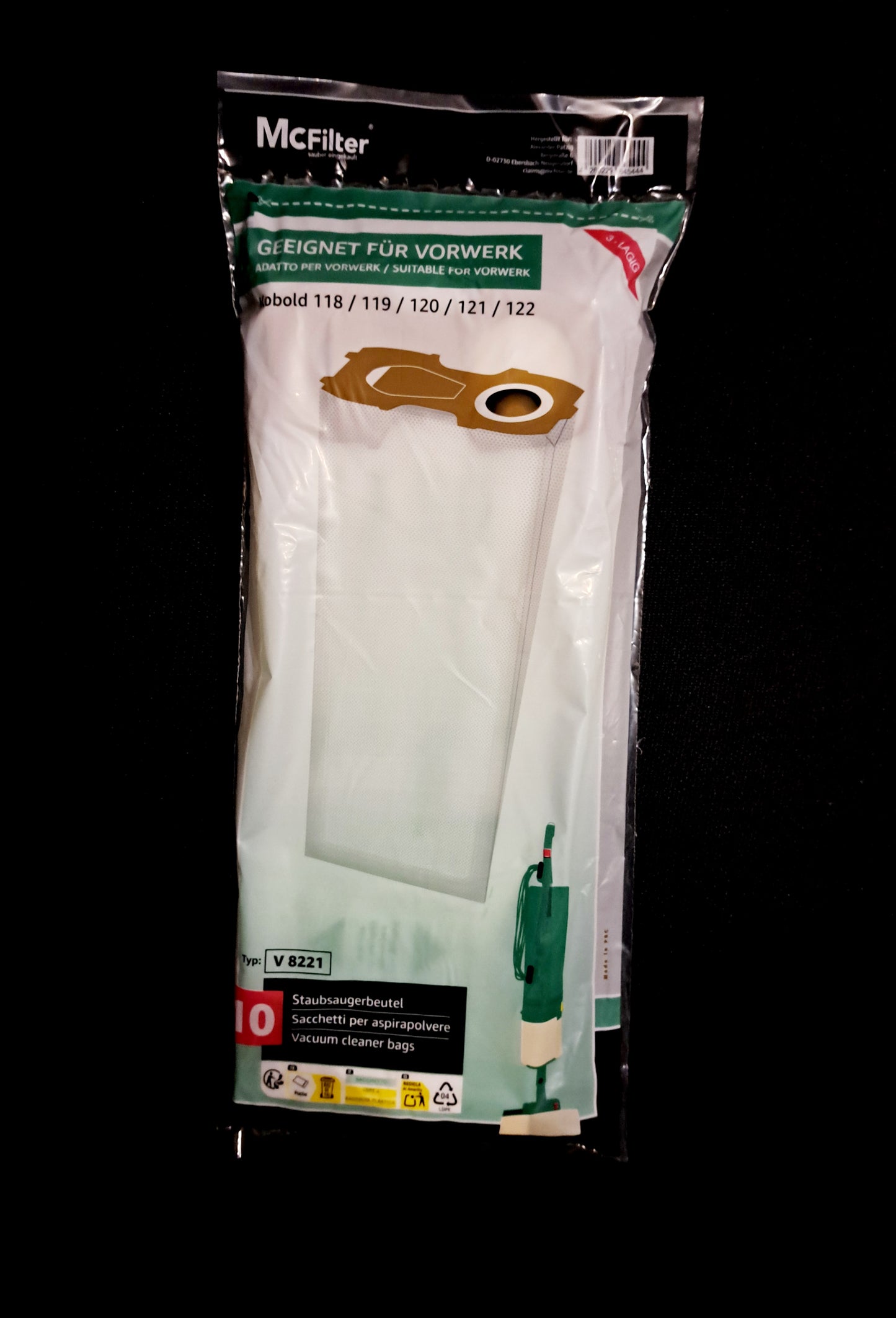 10 Filtertüten Staubsaugerbeutel geeignet Vorwerk Kobold 118 119 120 121 122