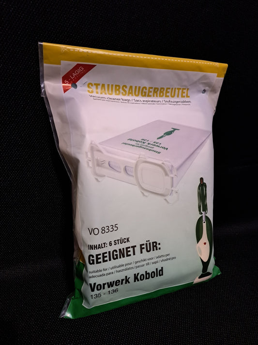 6 Filtertüten Staubsaugerbeutel geeignet Vorwerk Kobold 135/ 136