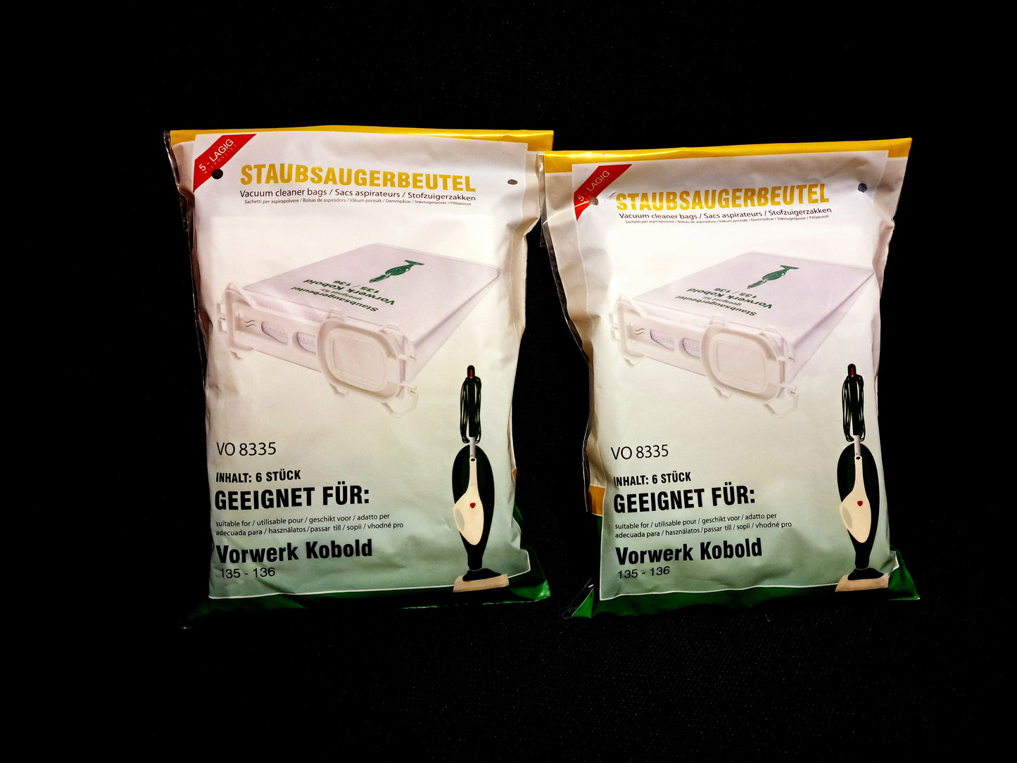 12 Filtertüten Staubsaugerbeutel geeignet Vorwerk Kobold 135/ 136