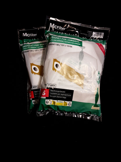 12 Filtertüten Staubsaugerbeutel geeignet Vorwerk Kobold 130/ 131