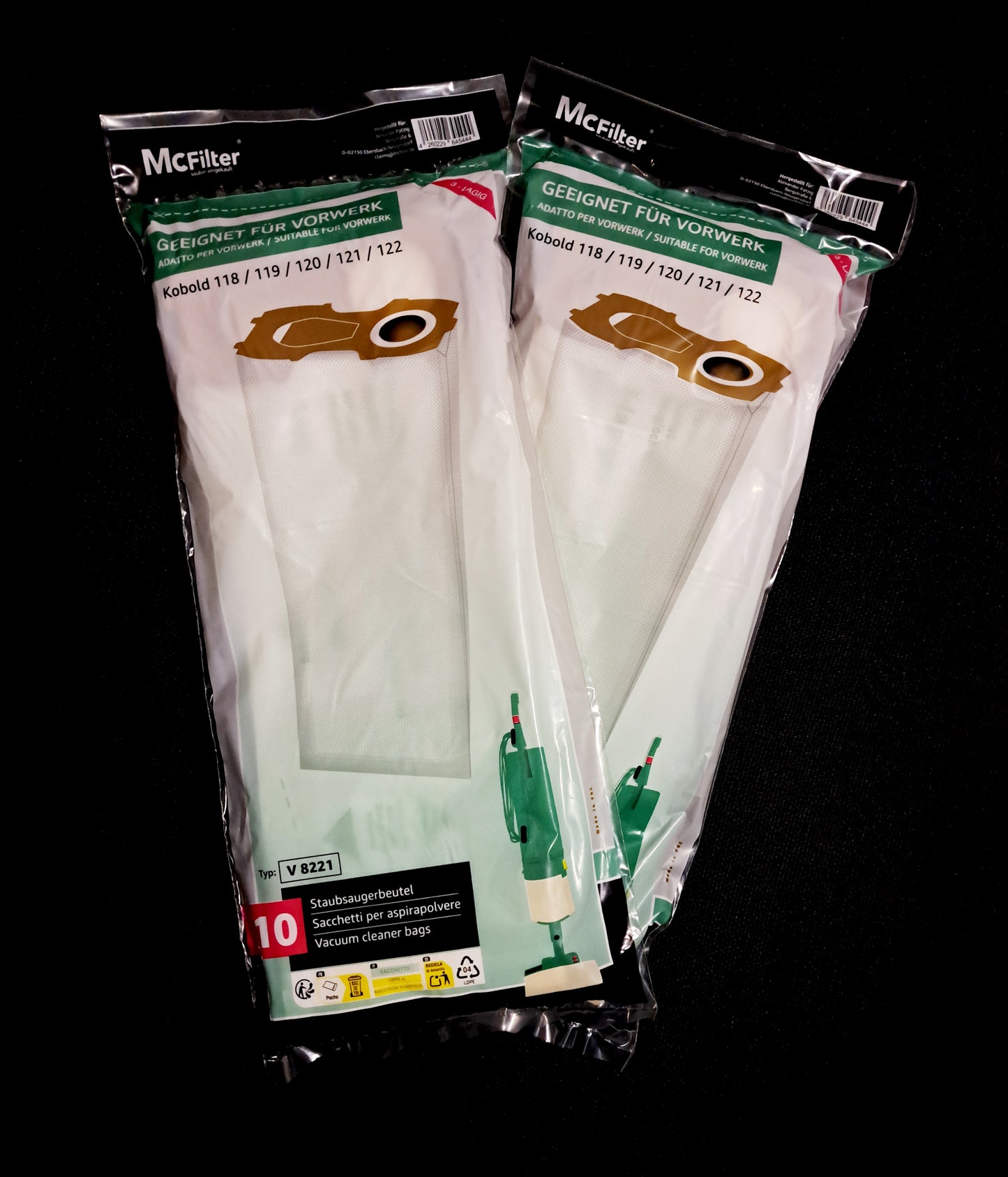 20 Filtertüten Staubsaugerbeutel geeignet Vorwerk Kobold 118 119 120 121 122